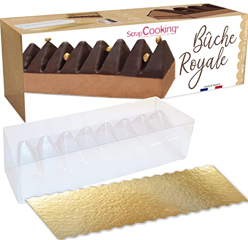 ScrapCooking - Kit Bûche Royale - Kit Pâtisserie Noël avec Moule, Support & Boite de Transport - Forme Triangulaire - Moule Bûche avec Recette Bûche Chocolat - 1938