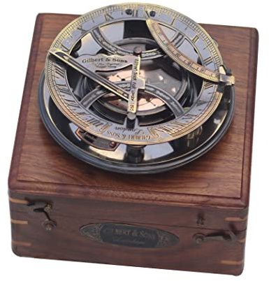 Sonnenuhr-Kompass aus Messing, 12,7 cm, groß, in Palisander-Gehäuse, hochwertig, kalibriert, Vintage-Geschenk, Weihnachten, Taufe, Abschluss, Sonnenuhr, nautisch, Jahrestag, Vatertag