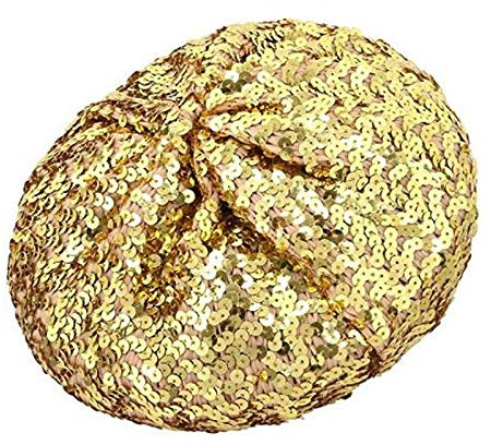 Kemo mössa huvudbonad paljett basker hatt keps - turban bandana gnistrande, Guld