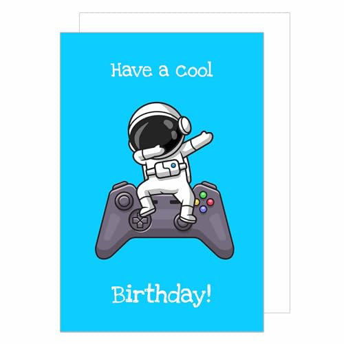 Edition Seidel Premium Geburtstagskarte mit Umschlag. Glückwunschkarte Billet cool Happy Birthday Humor Lustig Teenager Junge Mädchen Gamer Controller Astronaut (G3497 SW023)