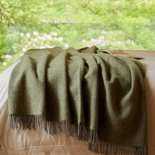 Tweedmill Beehive Blanket/Throw Fern & Grey 150x240cm 100% New Wool Made in the UK