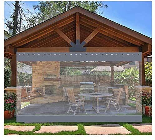 PHLEPS Abdeckplane Holz,Außenvorhänge, wasserdichte Planenpavillon-Balkonvorhänge, Transparentes PVC Mit Perforationen, Können Angepasst Werden (Color : Clear, Size : 2.4x7m)