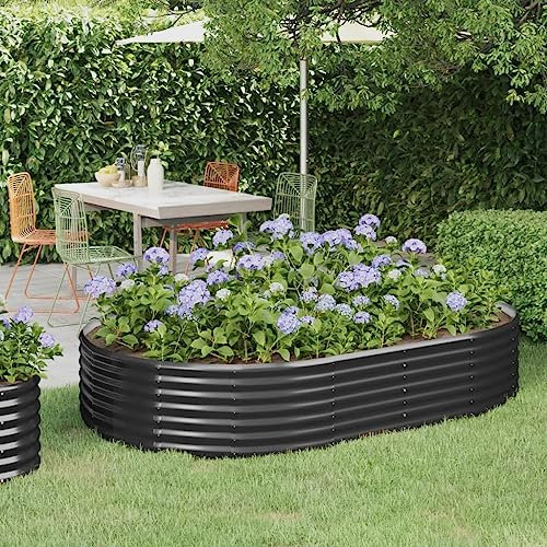 Fioriere da Giardino Cassette per la Coltivazione di Ortaggi Letto da Giardino in Acciaio a Polvere 214x140x36 cm Antracite Adatta per Corridoi, Giardini, Parchi, Balconi