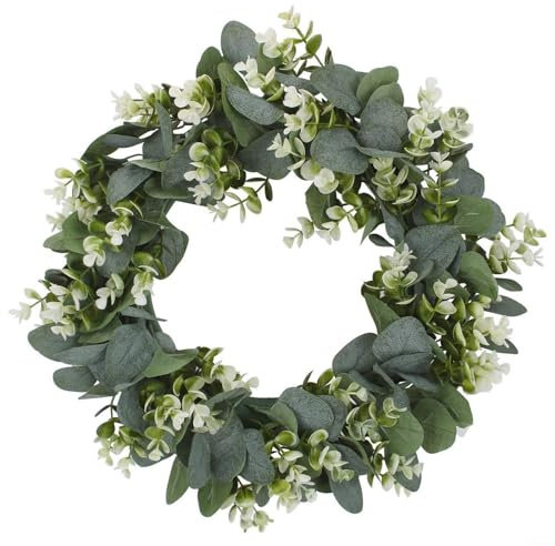 Wunderschön gearbeiteter Eukalyptus-Blumenkranz verleiht Ihrem Wohnraum Charme