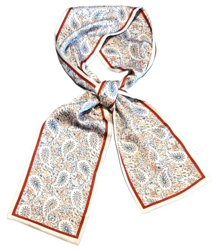 GIMIRO Satin Seidenschal Doppelschichten 150 x 16cm Krawatte Blumen Taillengürtel für Blazer, Mantel, Kleid