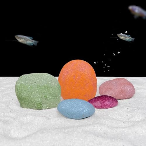 GeRRiT Künstliche Aquarium Korallen Ornament, Kunststoff Aquarium Pflanzen Deko für Aquarienlandschaft, Aquarium Deko Höhle, Harzkoralle (Bunte Steine)