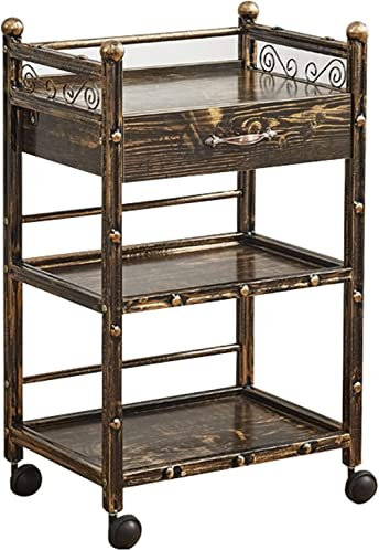 VICIYOO Bar-Servierwagen, Weinwagen für Zuhause, Küche, Hotel, 3-stufiger Retro-Barwagen für Schönheitsgetränke, Lebensmittel, Servierwagen, Friseurwerkzeug, Gemüsewagen auf Räde