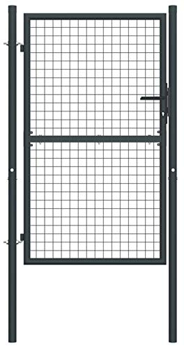 Bulliing Mesh-Gartentor Verzinkter Stahl 100 x 250 cm GrauMaschendrahtzaun Gartentor Stahl Gitterzaun Stabmattenzaun