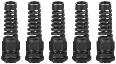 QUARKZMAN 5pcs Tuerca de Cable Impermeable M25 Prensaestopas Espiral de Nylon Tensión Pigtail Unión con Junta para Cables de 11-15mm Fijación de Cables y Aparatos Negro