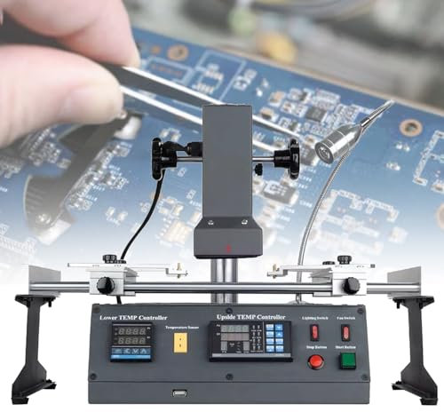 VNATWGOO Station De Dessoudage De Cartes MèRes 220 V, Chauffage Infrarouge pour Cartes MèRes De TéLéPhone, Machine De Soudage par Refusion, Station De Reprise Bga avec éClairage LED