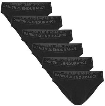 DANISH ENDURANCE Slip Uomo bambù Senza Etichetta, Mutande Uomo Ultra Morbide e Traspiranti, 6 Paia, Nero, XL