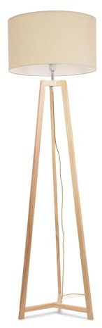 ValueLights | Cream Wood Tripod Floor Lamp with Cream Fabric Drum Lampshade Living Room Light | Floor Lamps, Home Décor & Improvement Essential | Included LED Bulb