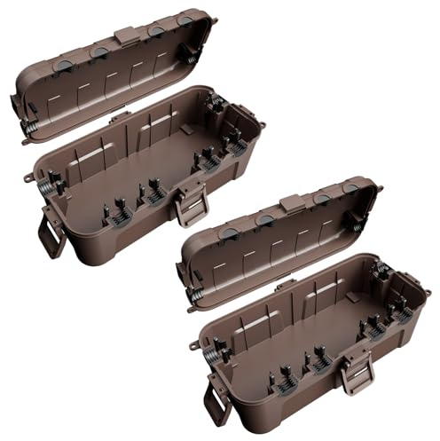 RESTMO Outdoor Waterproof Box, IP54 Weatherproof Electrical Box, Brown | 29 × 13.2 × 10cm, 2-Pack Outdoor Electrical Boxes for Multi Plug Extension Lead, Protect Outlet, Christmas String Lights