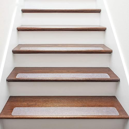 DSWZLQDXB Stufenmatten innen transparent Treppenteppich Antirutschstreifen Treppe Kleinformat für Wendeltreppen,Raumspartreppen Antirutsch Treppenstufen Matten Selbstklebende (15cm×100cm)
