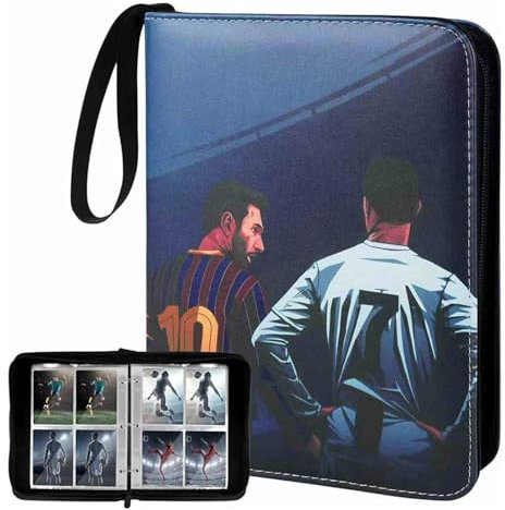 Trading Card Album for Football, Binder Card Holder, Blind Box for Football Cards fits 400 Cards with 50 Removable Sleeves, Durable & Waterproof Carrying Case Binder Album, Book Folder Storage