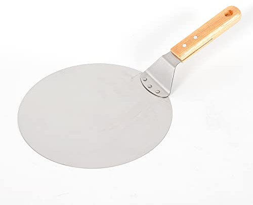 MINRS Pelle à pizza en acier inoxydable 43,5 x 25,5 cm avec poignée en bois ergonomique - Accessoire pour pizza, pain, tartes flambées et plus encore