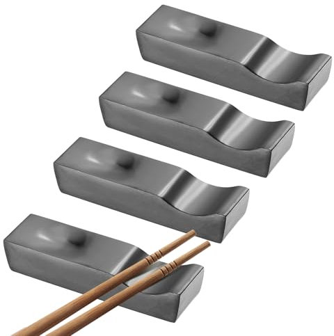sourcing map 4 poggia bacchette in acciaio inox 304, multiuso, supporto per coltelli, per appoggiare bacchette, cucchiai, forchette, coltelli, decorazioni da tavolo, colore nero