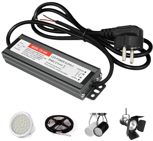 BORDEAG LED Trafo 12V 60W 5A, Wasserdicht IP67, LED Netzteil Treiber, AC170V-250V, Outdoor Trafo, Konstantspannung Für LED Beleuchtung