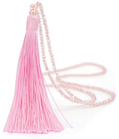 Whakano Böhmen pärlhalsband, vintage långt damhalsband med tofs, pärlhänge, pärlkedjor, pullover kedja halsband, elegant pärlhalsband smycken för kvinnor kvinnor, rosa
