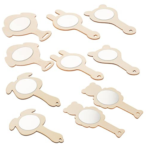 Vaguelly 10stücke Holzspiegel Zum Basteln Kleine Unbehandelte Holzspiegel Für Junge Mädchen DIY Handspiegel Zum Malen Bemalen Oder Befestigen Spiegel Zum Selbermachen Für Handwerk