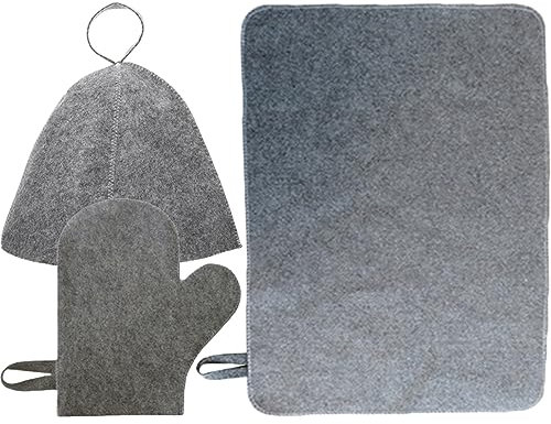 Happyyami 1set Sauna Feltro Guanti Cappello e Cuscinetto Protettivi Per Sauna Leggeri e Versatili Adatti Per Viaggi e Uso Quotidiano Protezione Per e Occhi