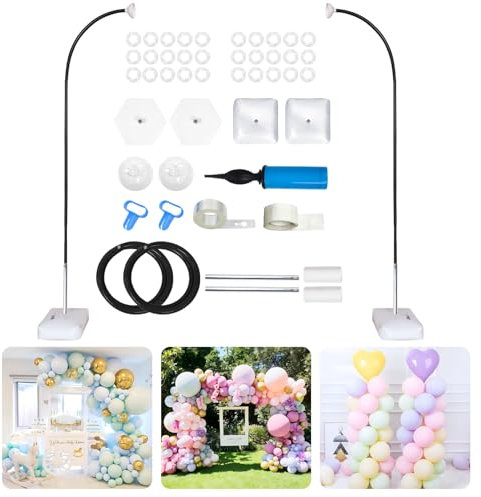 8.2ft Reusable Balloon Arch Stand Bendable Half Balloon Arch Frame Kit for Birthday Wedding Baby Shower Party(Black)