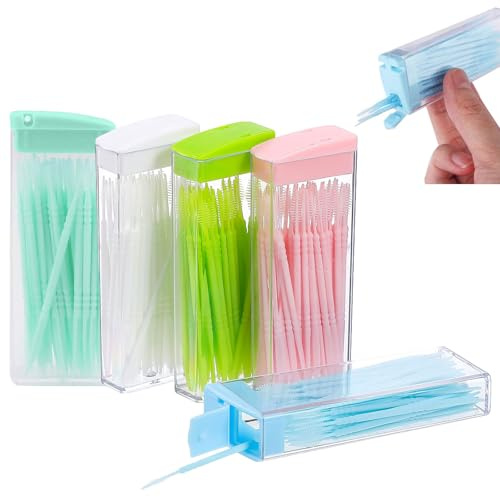 Dientes De Plástico De Doble Extremo, 300 Piezas Palillos De Dientes De Plástico De Doble, Palillos Interdentales, Palillos Dentales De Plastico(5 Color)