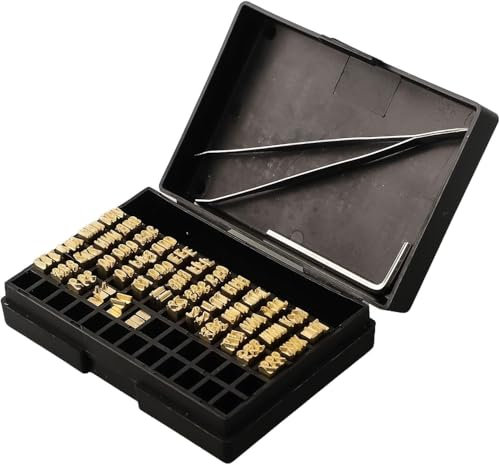 120 Stück Schlagzahlen Set, Heißpräge-Buchstaben-Set, Thermoband-Schriftart für verschiedene Anwendungen, Metall, Schlagstempel Zahlen zum Stempeln von Kunststoff Holz Leder