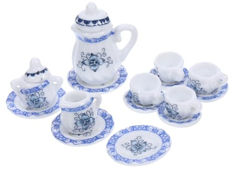 WESIEVYA Tasses à Thé Soucoupes Théières Plats Accessoires pour Maison De Poupée Mini Service à Thé Miniatures pour Maison De Poupée