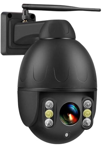 KKENZA Telecamera di sorveglianza Wi-Fi 4K 8MP for Esterni con Zoom Ottico 5X, Telecamera Speed ​​Dome PTZ con tracciamento umanoide, Telecamera IP Notturna a Colori(EU Plug_4K 8MP X 128G Card)
