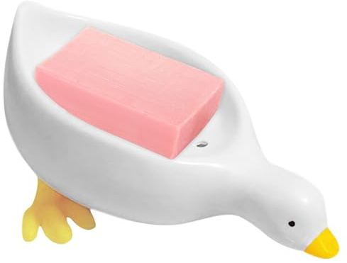 Cute Duck Soap Dish for Bathroom, Self Draining Soap Holder Shower, Tray Soap Box Keep Soap Dry and Easy to Hold and Put In
