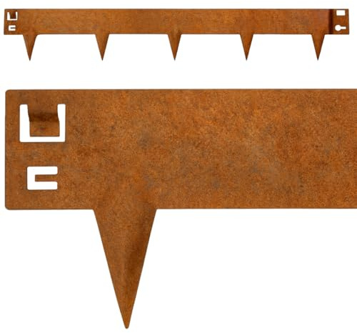 Cortenstahl Rasenkante 6m – vorgerostet, edle Rost-Patina bereits vorhanden, Beeteinfassung Metall, Rasenkanten Cortenstahl 16cm, Beetumrandung, Mähkante Metall, Beetbegrenzung, Rasenbegrenzung