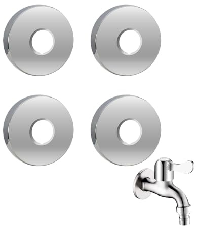 4 Pièces Rosace Mitigeur Douche Acier Inoxydable Ø26 mm x Ø70 mm x 10 mm Couleur Chromée Cache Tuyaux pour Salle de Bain Facile à Installer