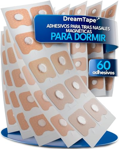 DreamTape® 60 Adhesivos Premium Médicos con Imán para Tiras Nasales Magnéticas – Parches Magnéticos Nasales Repuestos – Pegatinas para Banda Magnética Nariz – Antirronquidos – 30 Usos