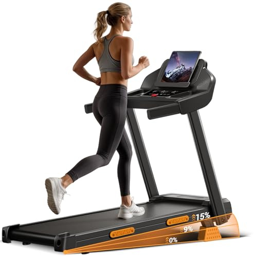 CURSOR Laufband für Zuhause Klappbar mit Steigung 15%, 12KM/H Treadmill for Home, 3.0PS Motor, LED Anzeige, Leiser Betrieb, Stoßdämpfung, Tragkraft 136 kg