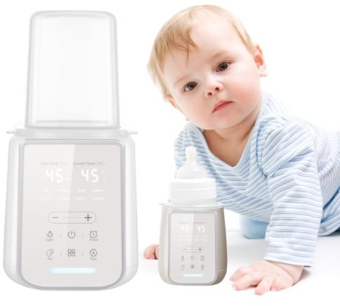 Flaschenwärmer, 6-in-1 Sterilisator für Babyflaschen Flaschenwärmerbabyflaschen Wärmer mit Nachtlicht & LCD-Display für Erhitzen Auftauen und Sterilisieren