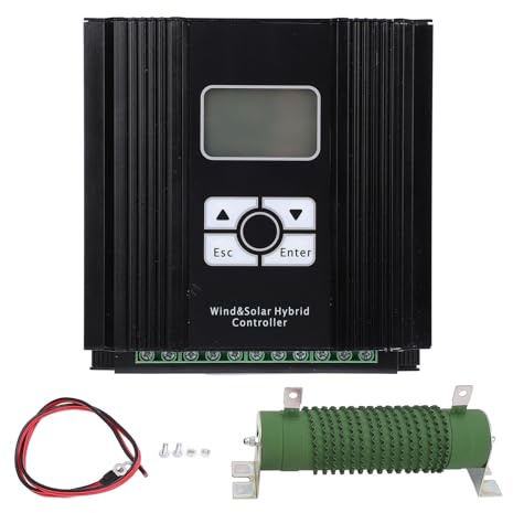 Controlador Híbrido Eólico Solar 48V, 400W con Pantalla LCD, MPPT para Aerogenerador PWM - Alta Eficiencia, Protección Completa, Ideal para Sistemas de Energía Renovable (400 en de Potencia)