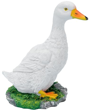 Generisch Kunstharz Gartendekoration Ente Figur Naturgetreues Steingartenornament für Innen und Außenbereich Kreative Brunnenverzierung Weiß