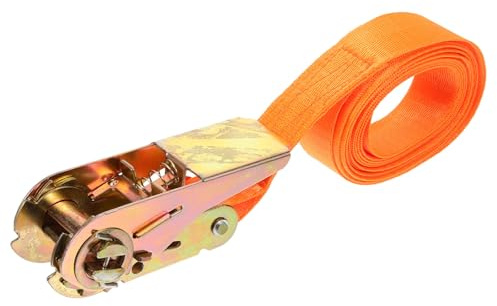 Ratschenzurrgurt 25mm für Gepäck und Ladung mit Nylonband | Hohe Tragkraft, Flexibler Halt, Zinkteile, Orange Ausführung, für Lagerung und Transport