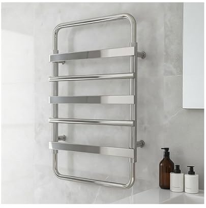 WRJAHCG Scaldasalviette Elettrico Bagno A Parete, Termoarredo Elettrico Bagno Asciuga Asciugamani, Portasciugamani da Parete Argento Basso Consumo, Temperatura Costante,Argento