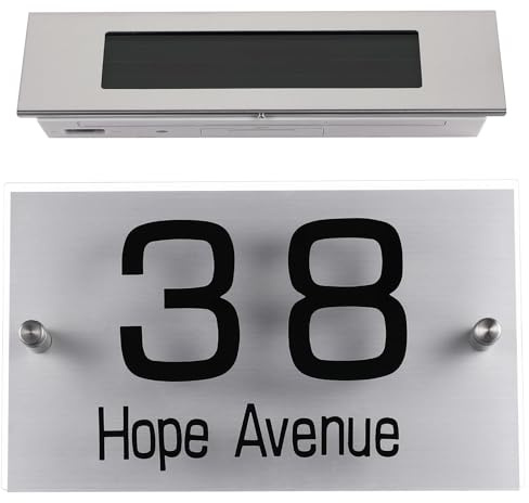 FONDOTIN Solar Doorplate Lamp with 18 LED Dual Color Address Sign Solar Light for House Number Outdoor Address Plaque Suitable for Garden and Porch Lighting