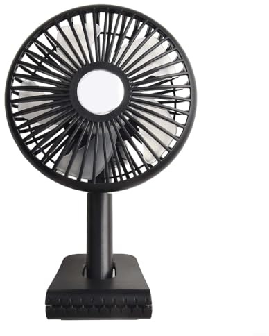 Trayneel Ventilateur électrique USB de voiture 5 V 1 A 2000 mAh 3 vitesses réglable à 360 degrés Tête rotative à 360 degrés Ventilateur de tableau de bord faible bruit pour voiture camion
