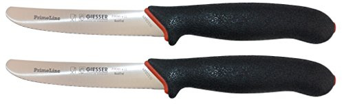 Giesser 2x Messer PrimeLine Chef 11 cm Klingenlänge Universalmesser mit Wellenschliff Arbeitsmesser - Profimesser