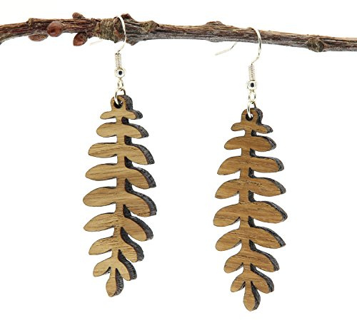 NaturSchatulle Holzohrringe Holzschmuck Eschenblatt I natürliche Ohrhänger Holz 925 Sterling Silber Ohrringe Damen Ohrschmuck
