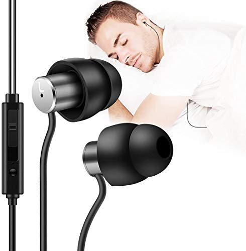 AGPTEK Auriculares in-Ear Estéreo, Auricualres para Dormir, Deporte, Viajar, Relajarse y Aliviar el Insomnio, Jack 3,5 mm, Negro
