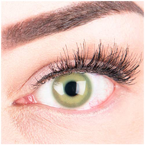 Sehr stark deckende und natürliche grüne Kontaktlinsen SILIKON COMFORT NEUHEIT farbig „Alice Green“ + Behälter von GLAMLENS - 1 Paar (2 Stück) - DIA 14.50 - ohne Stärke 0.00 Dioptrien