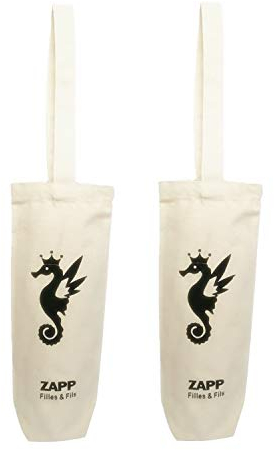 ZAPP Filles & Fils Paris Lot de 2 Sacs Cadeau en Coton Bio pour Bouteille de vin ou pour Pain, Couleur : Nature