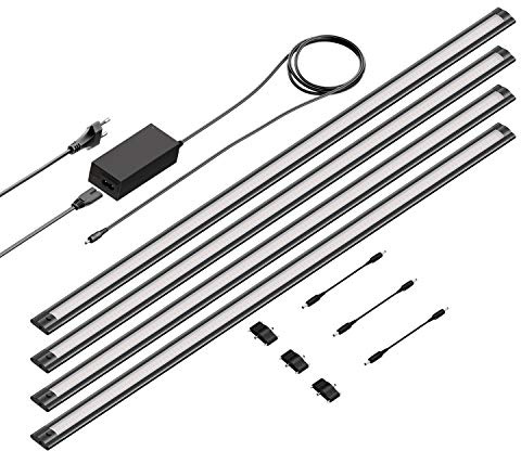 ledscom.de LED Unterbau-Leuchte SIRIS schwarz matt, flach, 90cm, je 1044lm, weiß 4er Set