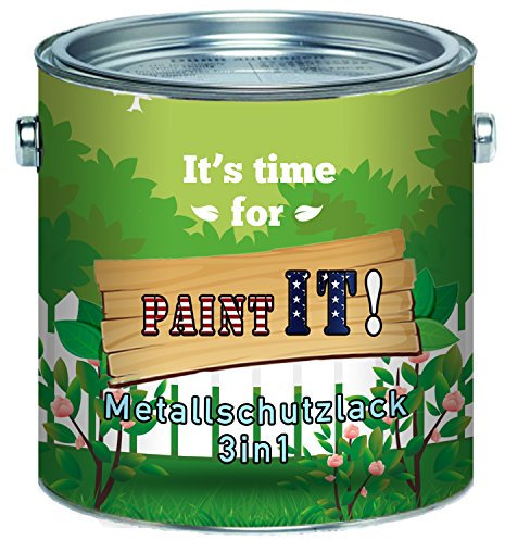 Paint IT! Metallschutzfarbe hochwertiger Metallschutzlack 3in1 - Rostschutz Grundierung Deckanstrich - Metallschutzfarbe 3-in-1 Zink Aluminium Eisen Stahl Metall (1 L, Kieselgrau (RAL 7032))