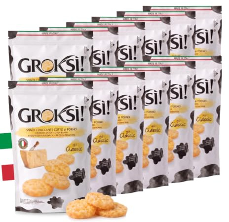 GROKSi! Käse-Snack aus Italien | Käse-Cracker | Protein Snack (Classico, 12x 60 g)